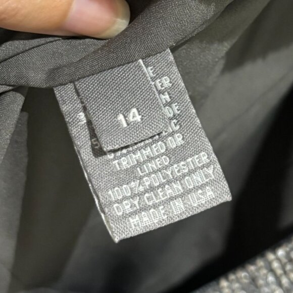 Lela Rose Grey Sequin Sleeveless Seamed Fit & Flare Twill Midi Dress SZ 14 - Picture 6 of 6